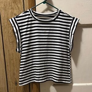 Black and White Striped Women's Top